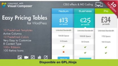 Easy Pricing Tables - WordPress Plugin